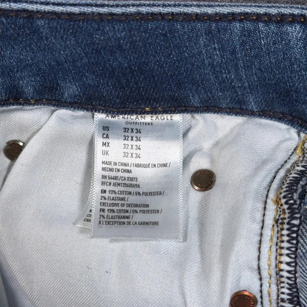 American Eagle Relaxed Straight Jeans Mens 32x34 Blue Stretch Denim Medium Wash